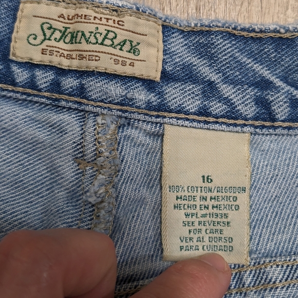 St. John's Bay Distressed Grunge Denim 90's Look Pencil Skirt - Picture 6 of 14